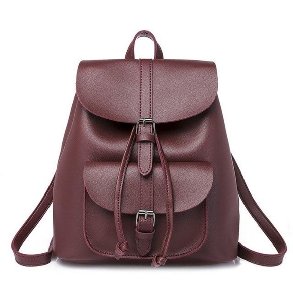 Handbags - Sturdy burgundy backpack purse